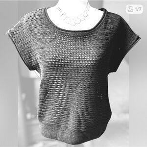 *Greige women’s sweater vest | Black crochet knit | Size large